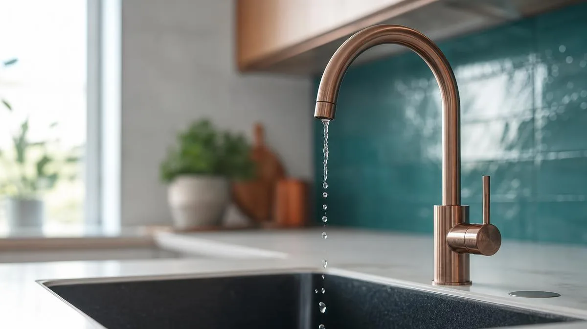 Grifo de cocina con un chorro de agua débil por falta de presión